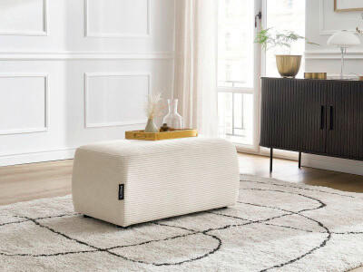 HOCKER ATILLA Cord Beige  - Beige/Schwarz, MODERN, Kunststoff/Textil (92/44/48cm)