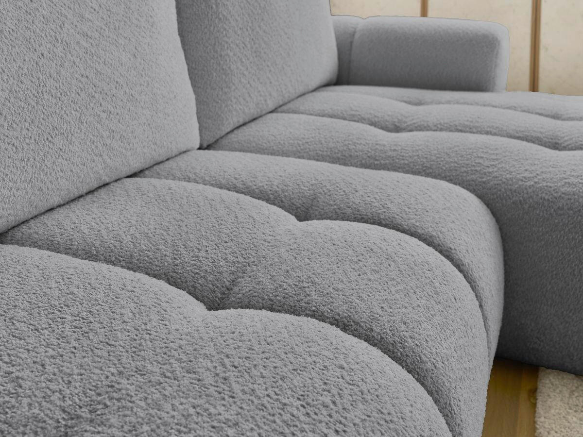 ECKSCHLAFSOFA FUJI Bouclé Dunkelgrau  inkl.  - Dunkelgrau/Schwarz, MODERN, Kunststoff/Textil (292/160cm)