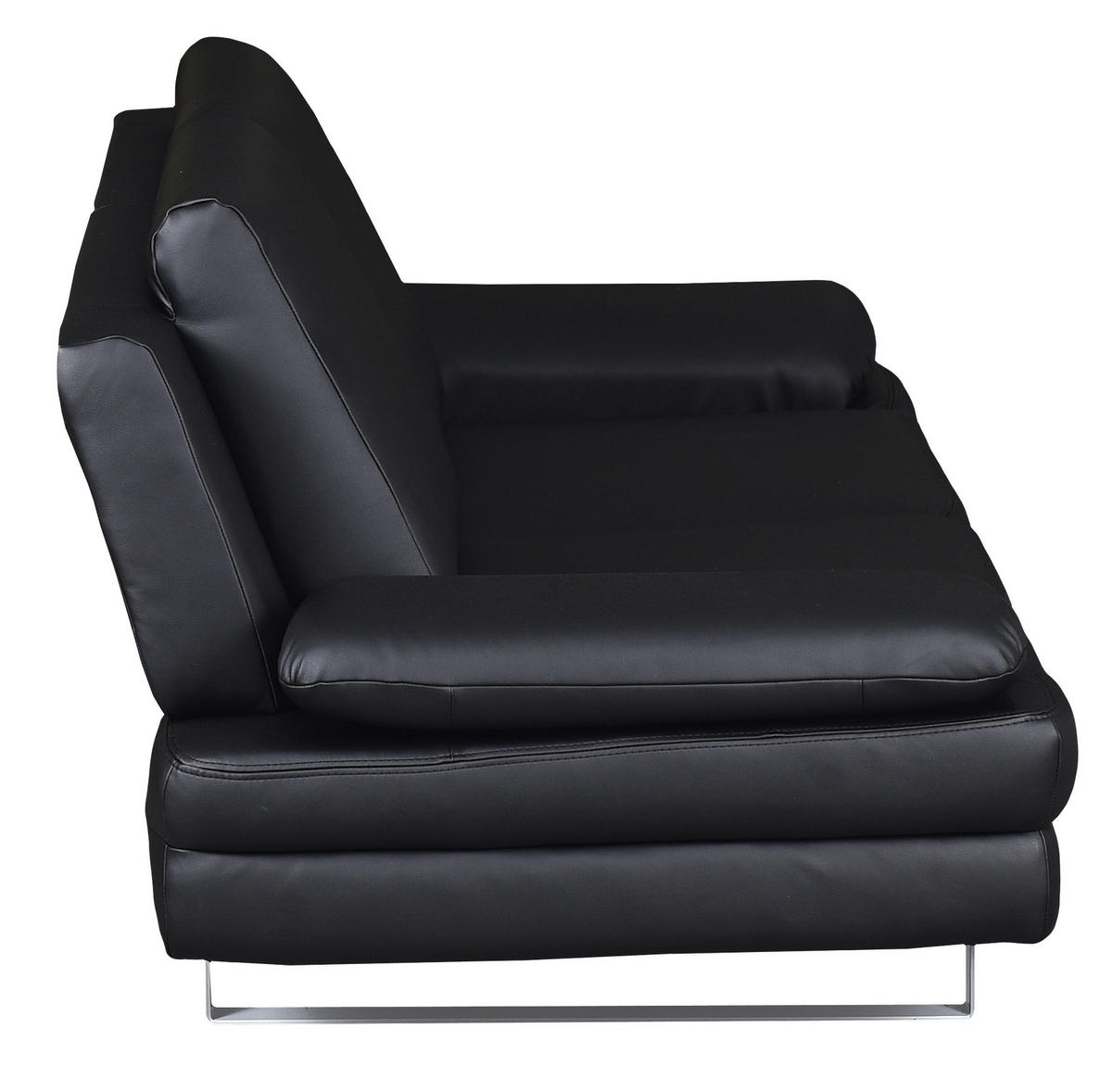 3-SITZER-SOFA in Lederlook Schwarz  - Schwarz/Grau, Design, Textil/Metall (218/78/88cm) - MID.YOU