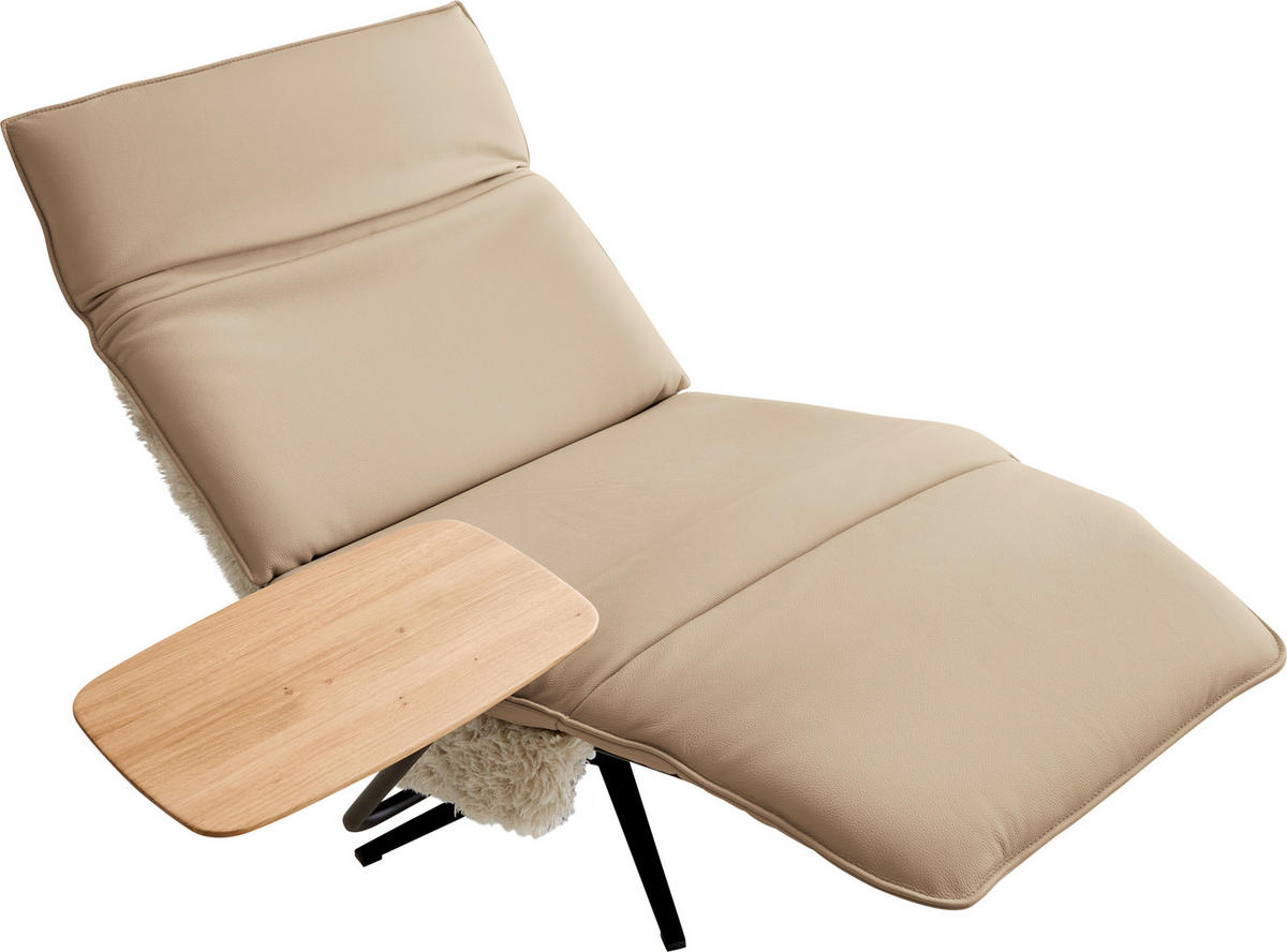 SESSEL in Hochflor Echtleder Beige  - Beige/Schwarz, Design, Leder/Textil (84/65/91cm) - Koinor