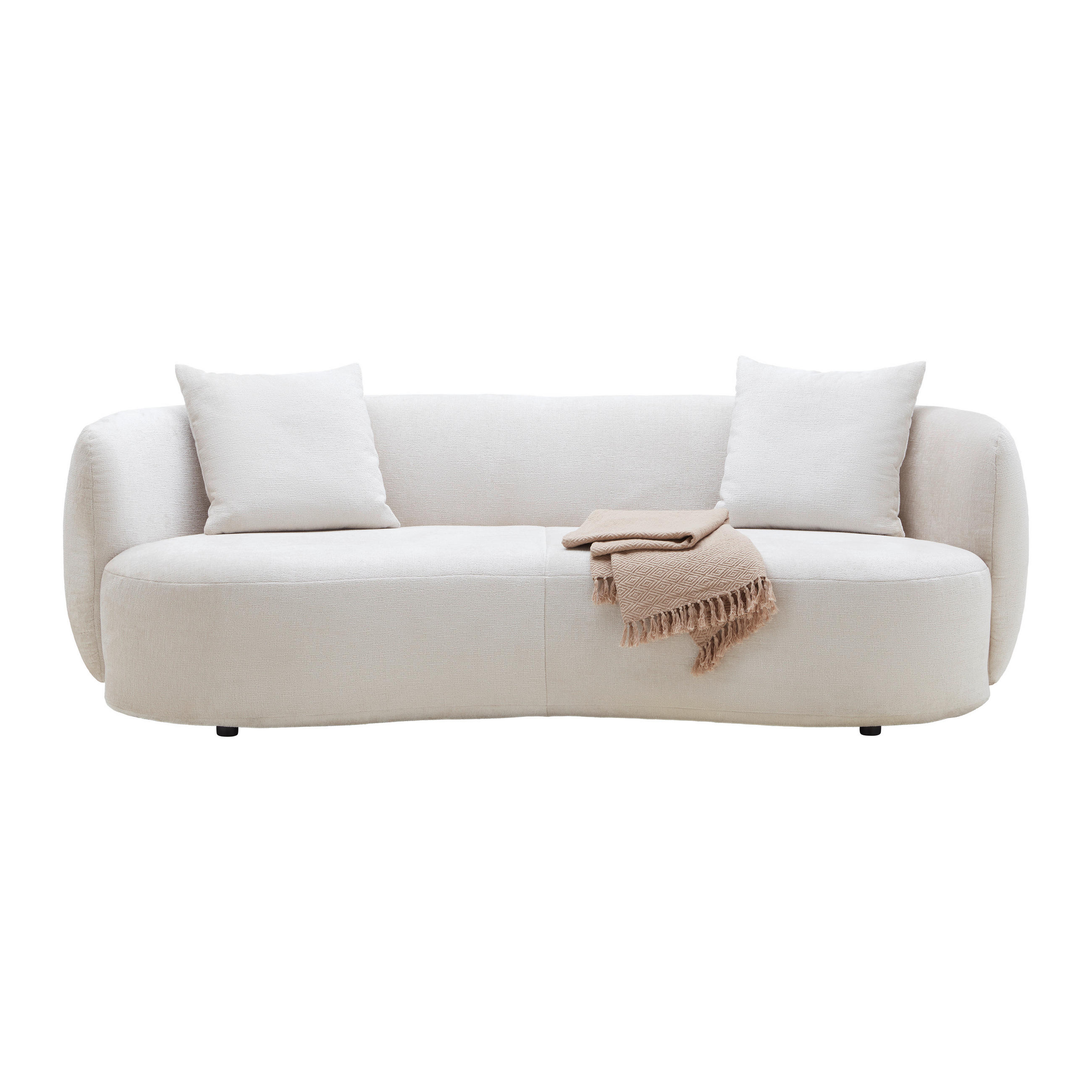 BIG SOFFA i chenille beige  - beige/svart, Modern, textil/plast (235/72/110cm) - MID.YOU