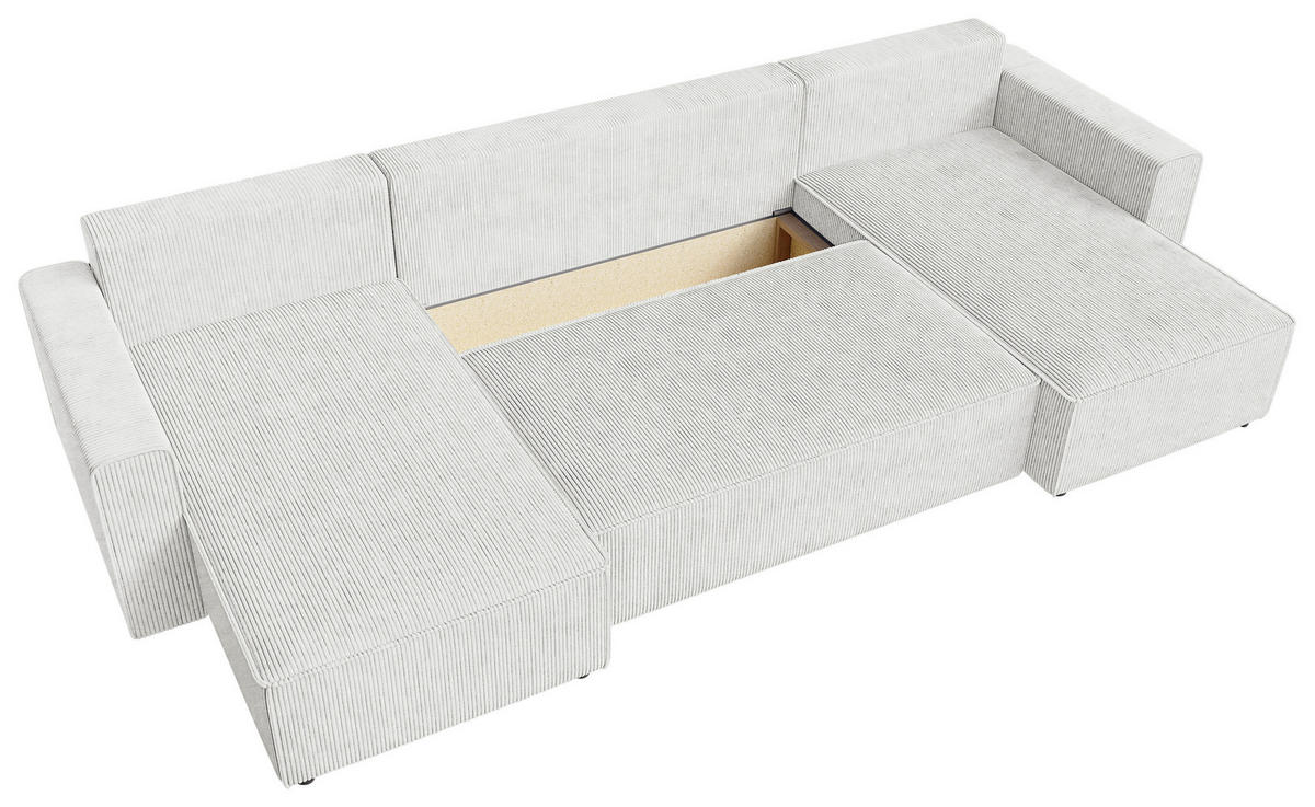 WOHNLANDSCHAFT Naturfarben Cord  - Schwarz/Naturfarben, KONVENTIONELL, Kunststoff/Textil (140/305/140cm) - Carryhome