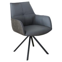 ARMLEHNSTUHL drehbar  in Eisen Echtleder pigmentiert  - Anthrazit/Schwarz, Design, Leder/Textil (59,5/87,5/69cm) - Novel