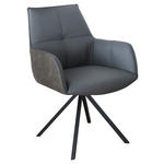 ARMLEHNSTUHL  in Eisen Echtleder pigmentiert  - Anthrazit/Schwarz, Design, Leder/Textil (59,5/87,5/69cm) - Novel