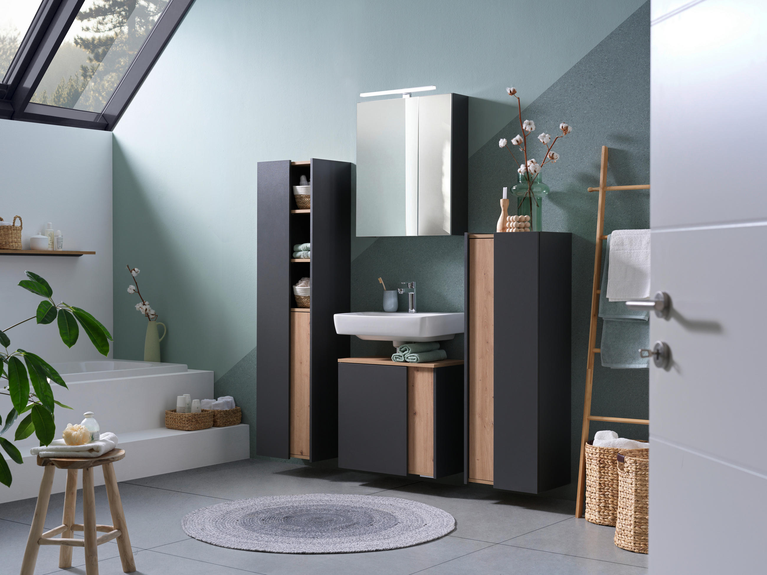 SPIEGELSCHRANK 60/74,4/16 cm  - Chromfarben/Anthrazit, Basics, Glas/Holzwerkstoff (60/74,4/16cm) - home24