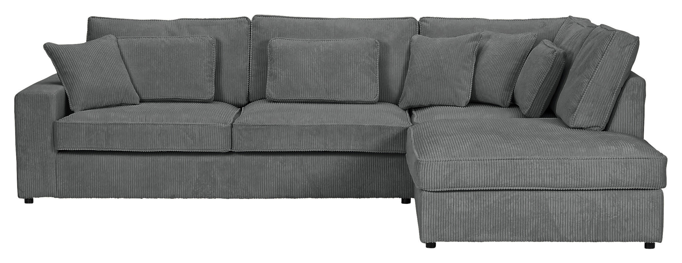 ECKSOFA Dunkelgrau Cord Zierkissen, Rückenkissen, Rücken echt  - Dunkelgrau/Schwarz, MODERN, Kunststoff/Textil (307/228cm) - Carryhome