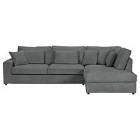 ECKSOFA Dunkelgrau Cord Zierkissen, Rückenkissen, Rücken echt  - Dunkelgrau/Schwarz, MODERN, Kunststoff/Textil (307/228cm) - Carryhome