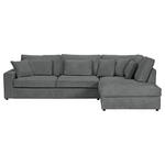 ECKSOFA Dunkelgrau Cord Zierkissen, Rückenkissen, Rücken echt  - Dunkelgrau/Schwarz, MODERN, Kunststoff/Textil (307/228cm) - Carryhome