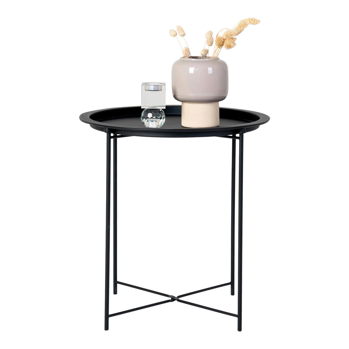 BEISTELLTISCH 47/47/50 cm Bastia Schwarz rund  - Schwarz, Design, Metall (47/47/50cm) - MID.YOU