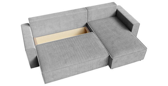 ECKSOFA Grau Cord  - Schwarz/Grau, KONVENTIONELL, Kunststoff/Textil (241/138cm) - Carryhome