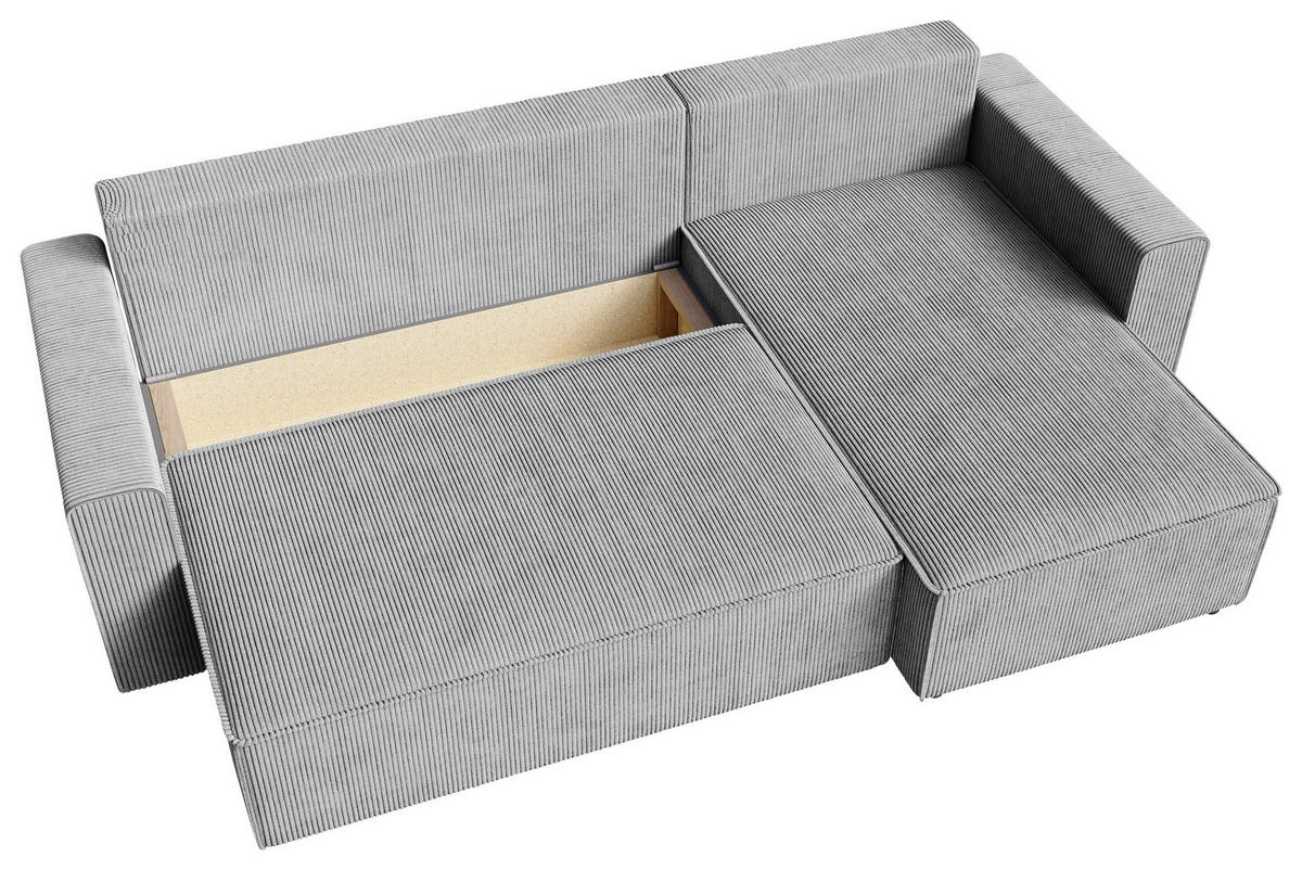 ECKSOFA Grau Cord  - Schwarz/Grau, KONVENTIONELL, Kunststoff/Textil (232/143cm) - Carryhome