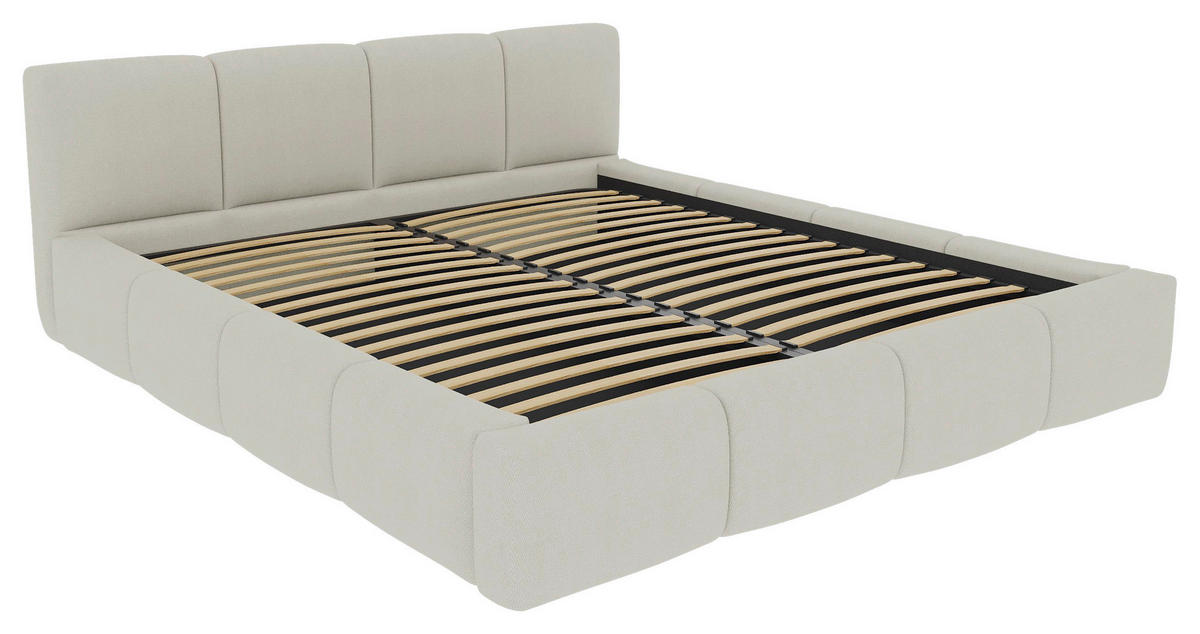 POLSTERBETT 180/200 cm,  in Beige, Lattenrost, Bettkasten,  - Beige/Schwarz, Design, Holz/Textil (180/200cm) - Xora