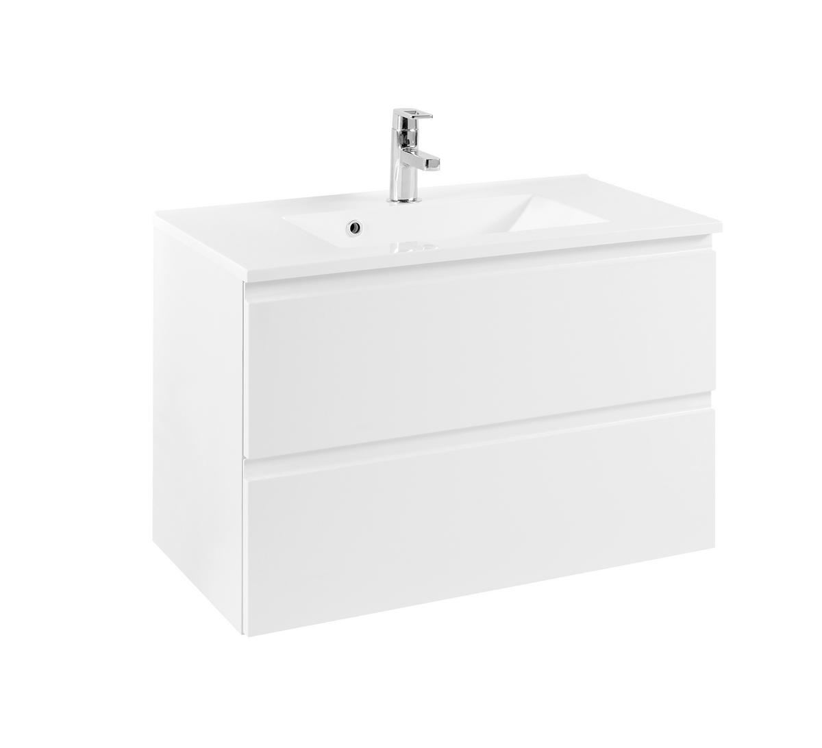 WASCHTISCHKOMBI 80 cm  - Weiß, Design, Holzwerkstoff/Stein (80cm) - Xora