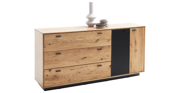 SIDEBOARD Anthrazit, Eichefarben  179/86/44 cm  - Eichefarben/Anthrazit, Natur, Glas/Holz (179/86/44cm) - Linea Natura