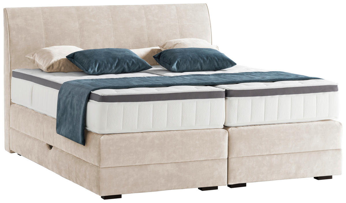 BOXSPRINGBETT 180/200 cm  in Greige  - Wengefarben/Greige, KONVENTIONELL, Holz/Textil (180/200cm) - Novel