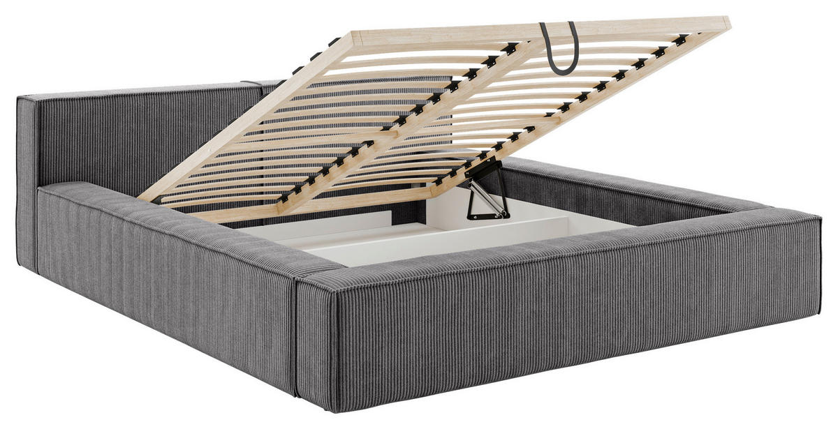 POLSTERBETT Lattenrost, Bettkasten Grau 200/200 cm  - Schwarz/Naturfarben, Basics, Holz/Kunststoff (200/200cm) - Livetastic