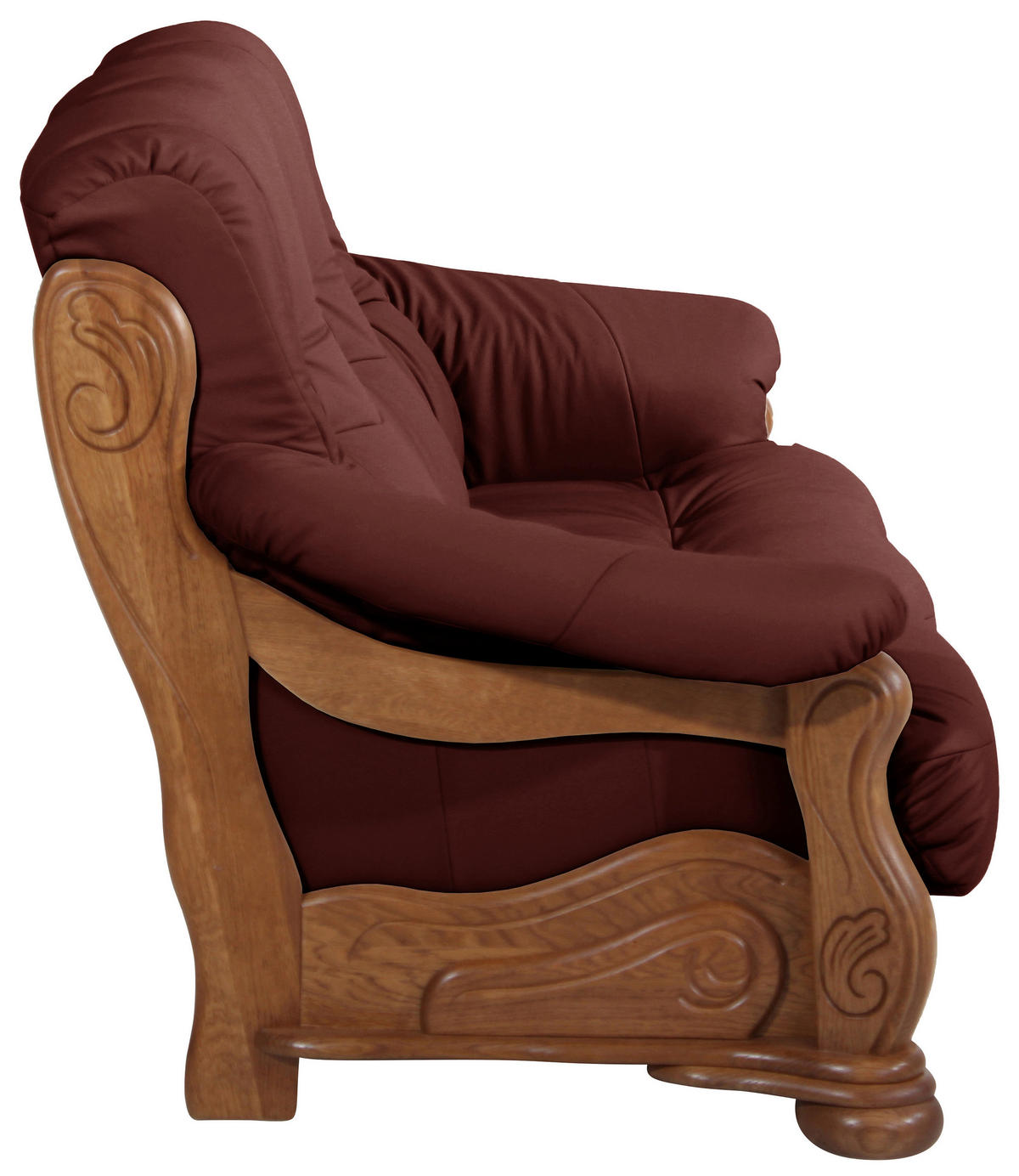 3-SITZER-SOFA Echtleder Rot  - Eichefarben/Rot, LIFESTYLE, Leder/Holz (205/95/95cm) - Max Winzer