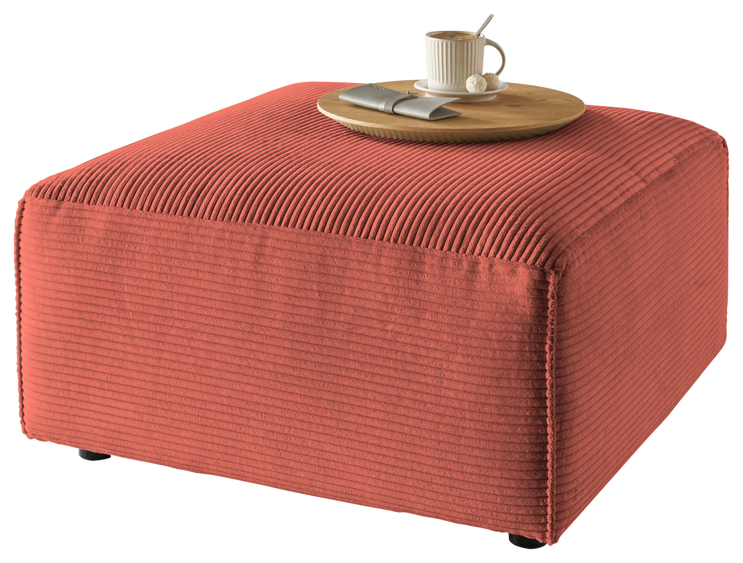 HOCKER Cord Aprikose  - Aprikose/Schwarz, Design, Kunststoff/Textil (80/42/80cm) - Pure Home Lifestyle