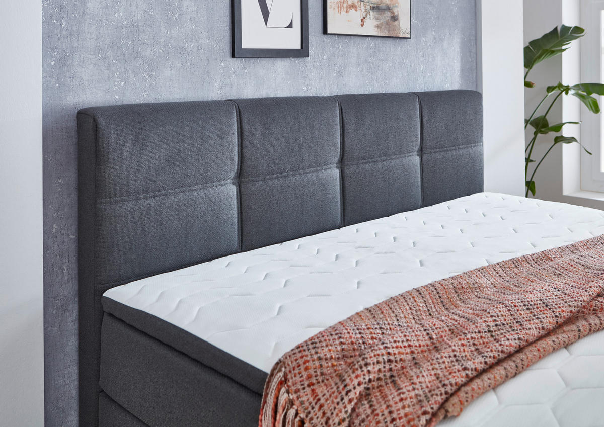 BOXSPRINGBETT 160/200 cm  in Grau  - Schwarz/Grau, Konventionell, Kunststoff/Textil (160/200cm) - Boxxx