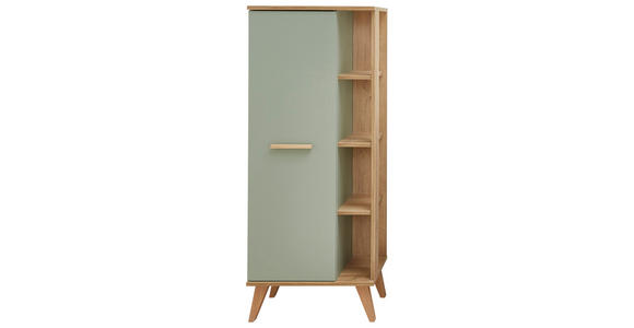 MIDISCHRANK 50,5/128/33 cm  - Eichefarben/Pastellgrün, ROMANTIK / LANDHAUS, Glas/Holzwerkstoff (50,5/128/33cm) - Xora