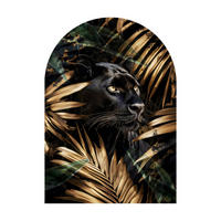 GLASBILD Tiere, Blätter 70/100 cm  - Goldfarben/Schwarz, Basics, Glas/Papier (70/100cm)