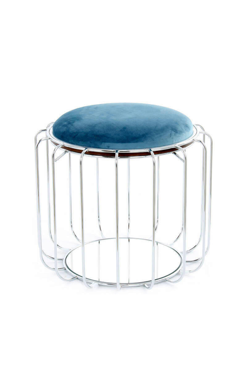 BEISTELLTISCH HOCKER 2 in 1 50/50/45 cm Silberfarben, Petrol  - Silberfarben/Petrol, Basics, Glas/Holzwerkstoff (50/50/45cm) - Kayoom