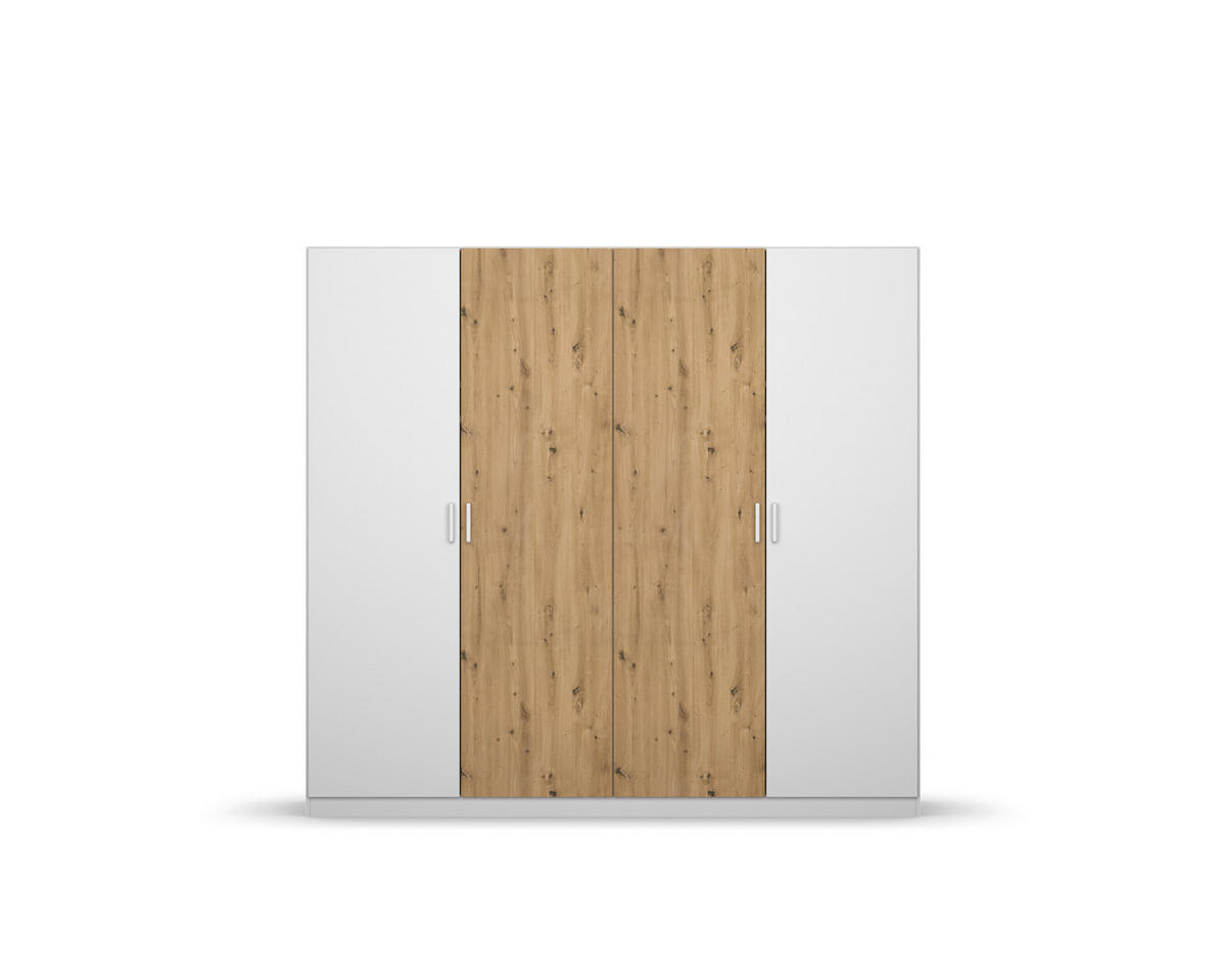 DREHTÜRENSCHRANK  in Weiß, Eiche Artisan  - Weiß/Eiche Artisan, MODERN, Holzwerkstoff/Kunststoff (226/210/54cm) - Rauch Möbel
