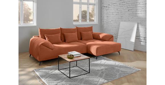 ECKSOFA Rostfarben Cord Zierkissen, Rückenkissen, Rücken echt  - Rostfarben/Schwarz, KONVENTIONELL, Textil/Metall (311/176cm) - Carryhome