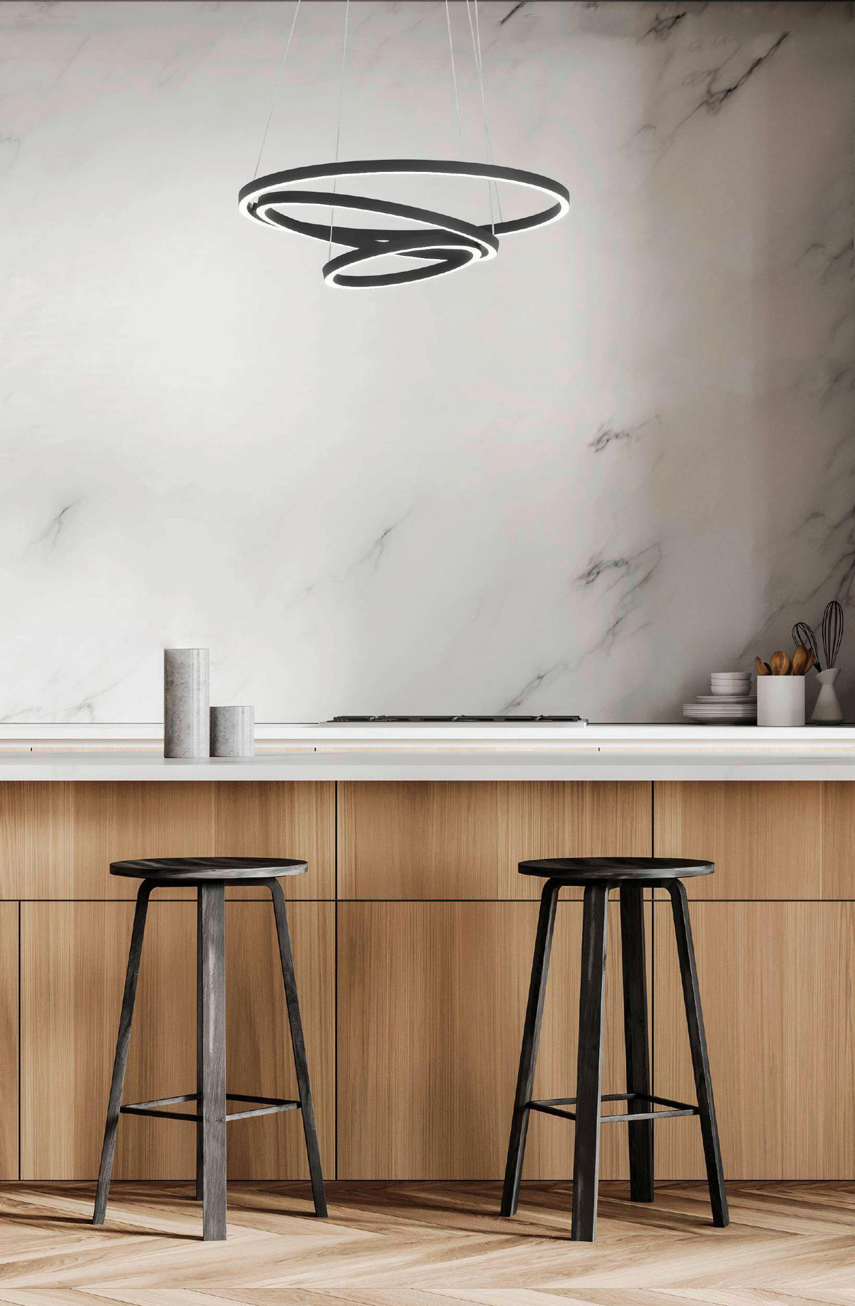 HÄNGELEUCHTE Lobinero-Z 58/110 cm   - Schwarz/Weiß, Design, Kunststoff/Metall (58/110cm) - Eglo