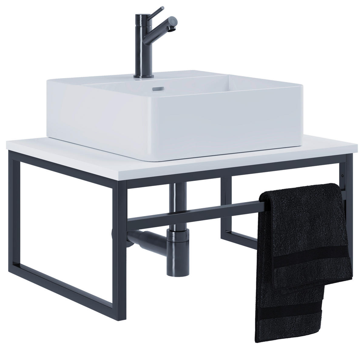 TVÄTTSTÄLL MED KOMMOD 60 cm  - vit/svart, Modern, metall/trämaterial (60cm) - MID.YOU