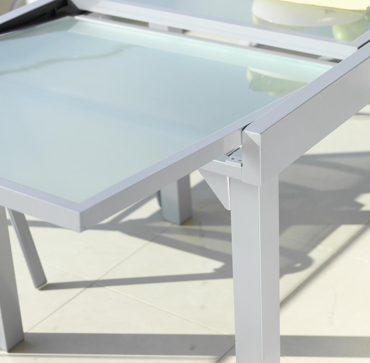 STOL VRTNI  srebrne boje  metal, staklo      - srebrne boje, Basics, staklo/metal (135-270/90/75cm) - Ambia Garden