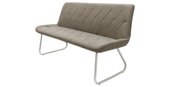 SITZBANK 155/87/65 cm Mikrofaser Taupe  - Taupe/Edelstahlfarben, Design, Textil/Metall (155/87/65cm) - Novel