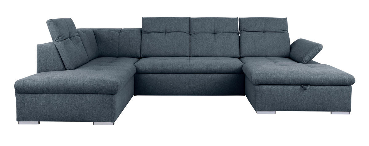 WOHNLANDSCHAFT in Dunkelblau  - Dunkelblau/Grau, Design, Textil/Metall (215/328/173cm) - MID.YOU