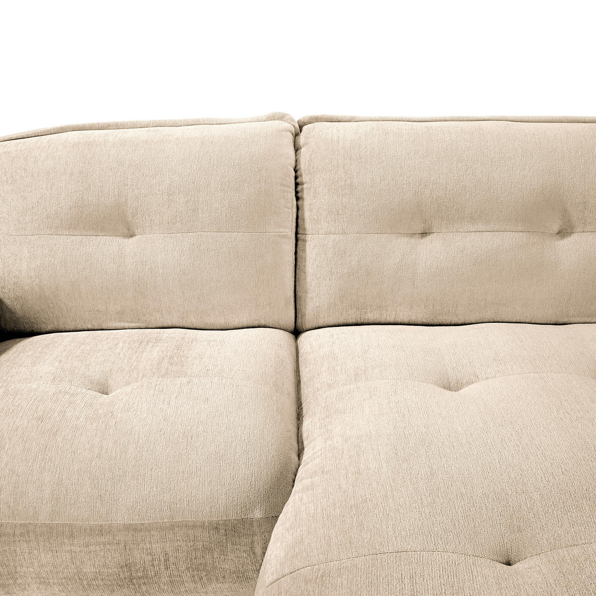 ECKSOFA in Chenille Creme  - Creme/Schwarz, Modern, Kunststoff/Textil (269/184cm) - Trendmanufaktur