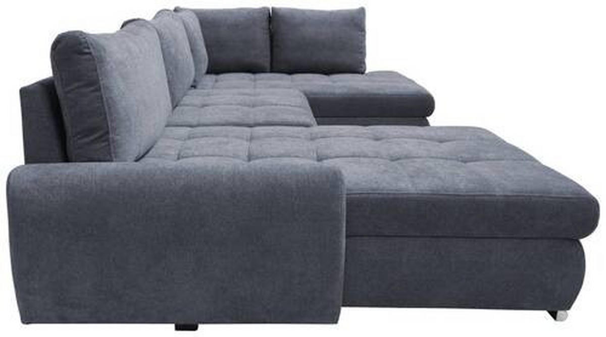 ECKSOFA in Velours Grau  - Chromfarben/Grau, Design, Kunststoff/Textil (174/322/173cm) - Livetastic