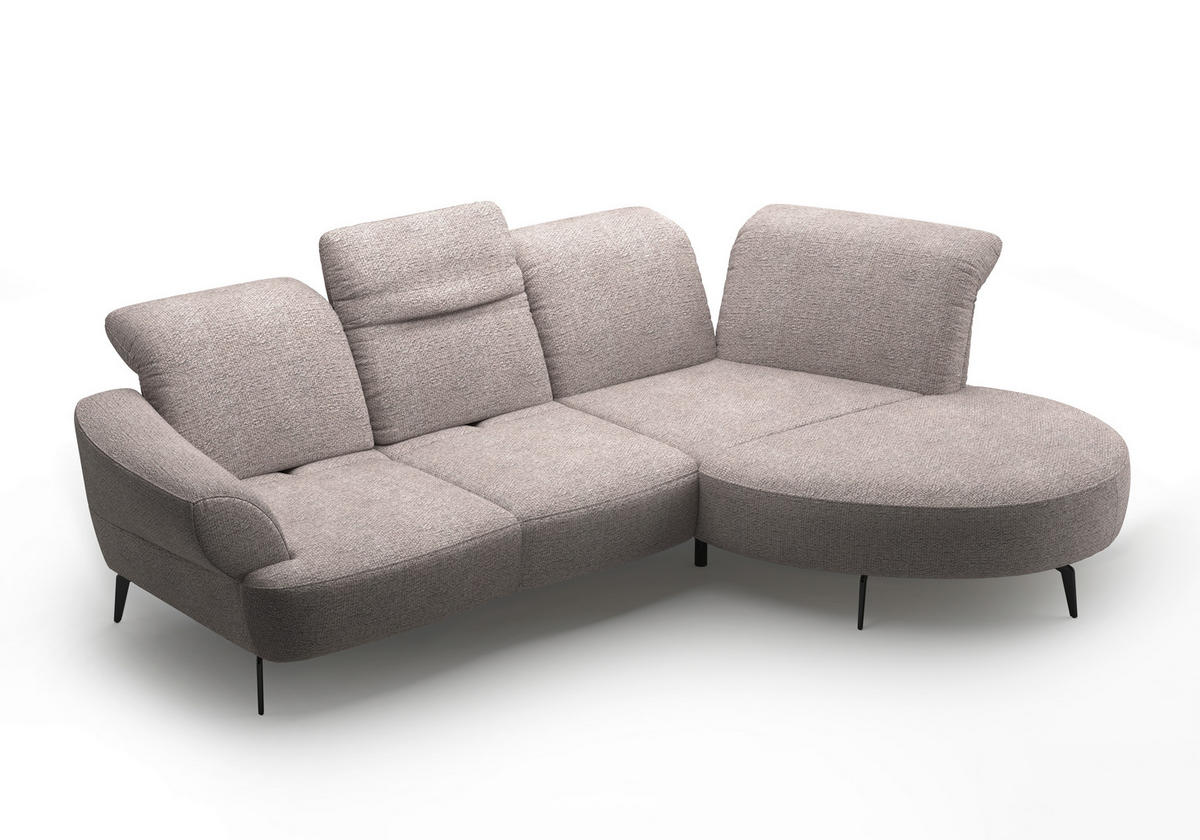 ECKSOFA in Chenille Silberfarben  313/208 cm  - Silberfarben/Schwarz, MODERN, Textil/Metall (313/208cm) - Sit & More