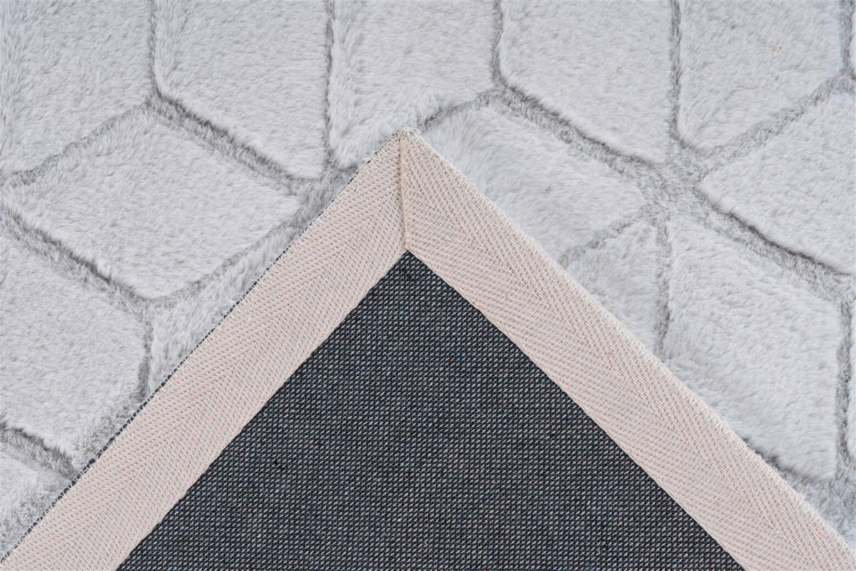 TEPPICH 80/150 cm Vivica 125 Weiß / Graublau Grau, Weiß  - Weiß/Grau, KONVENTIONELL, Textil (80/150cm)