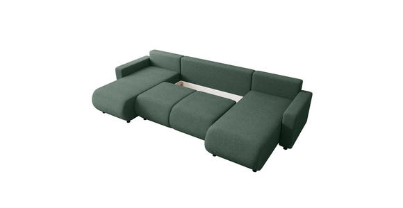 WOHNLANDSCHAFT Grün Webstoff  - Schwarz/Grün, MODERN, Kunststoff/Textil (150/312/150cm) - Xora