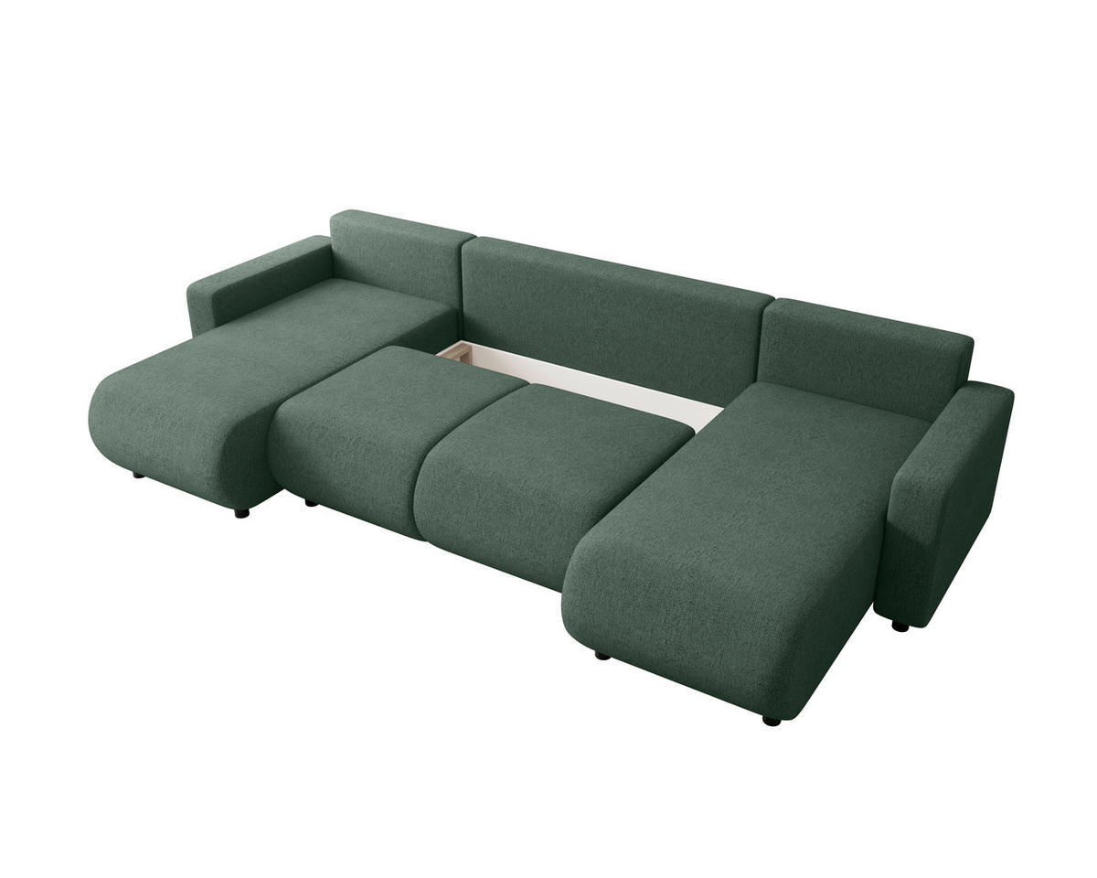 WOHNLANDSCHAFT Grün Webstoff  - Schwarz/Grün, MODERN, Kunststoff/Textil (150/312/150cm) - Xora