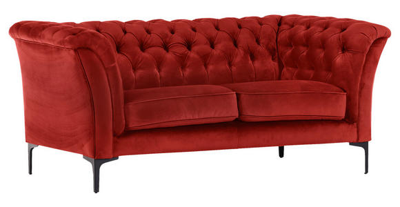 CHESTERFIELD-SOFA in Flachgewebe Rot  - Rot/Schwarz, LIFESTYLE, Textil/Metall (195/80/100cm) - Landscape