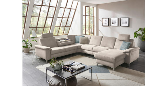 WOHNLANDSCHAFT in Chenille Hellbraun  - Hellbraun/Alufarben, Design, Textil/Metall (265/333/170cm) - Dieter Knoll