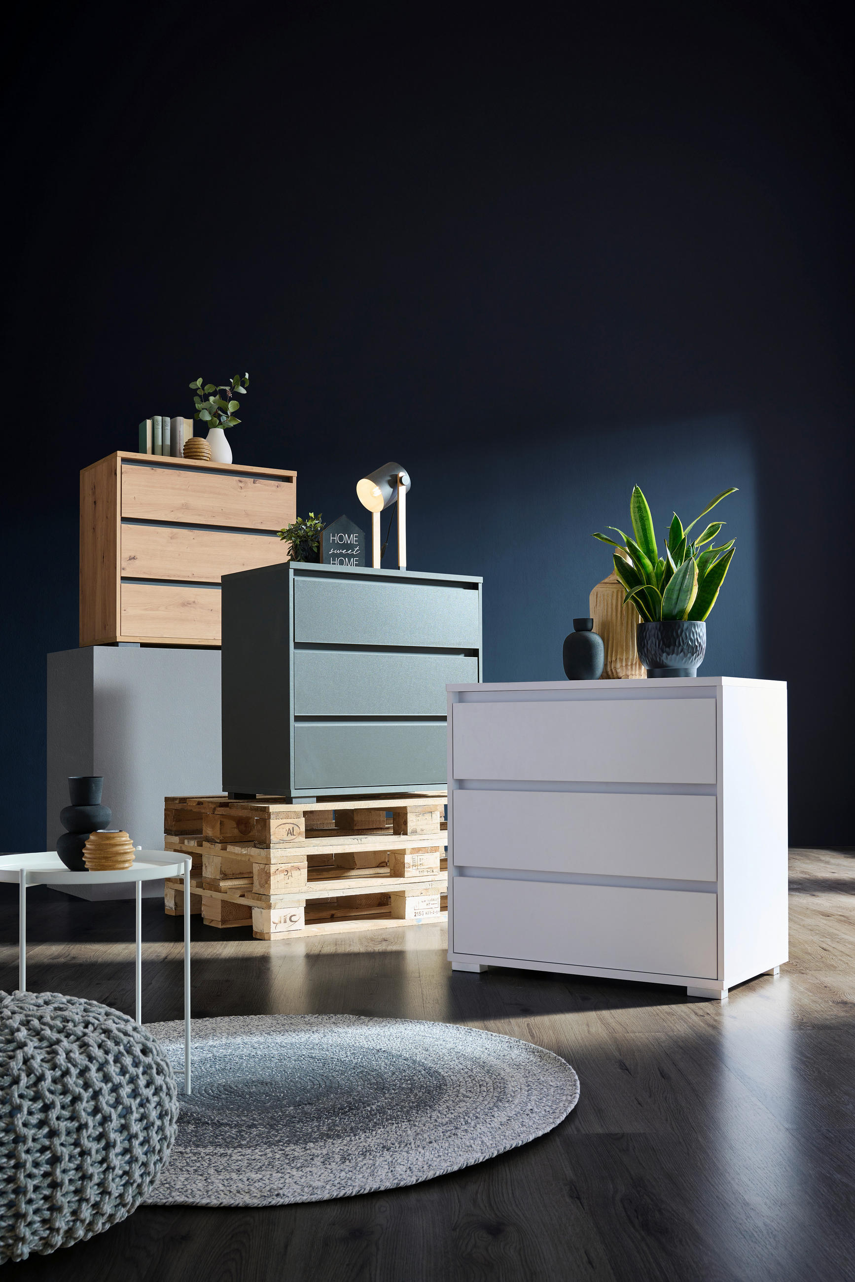 KOMMODE in 80/79/48 cm - Eichefarben/Anthrazit, Design, Holzwerkstoff/Kunststoff (80/79/48cm) - Carryhome