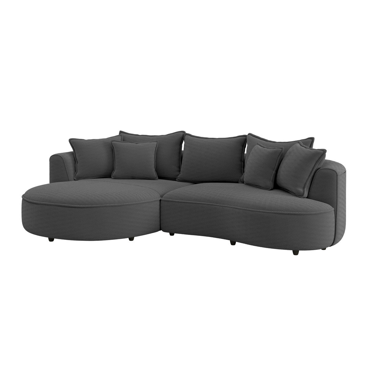 ECKSOFA in Velours, Struktur Anthrazit  - Anthrazit/Schwarz, Modern, Kunststoff/Textil (168/287cm) - Livetastic