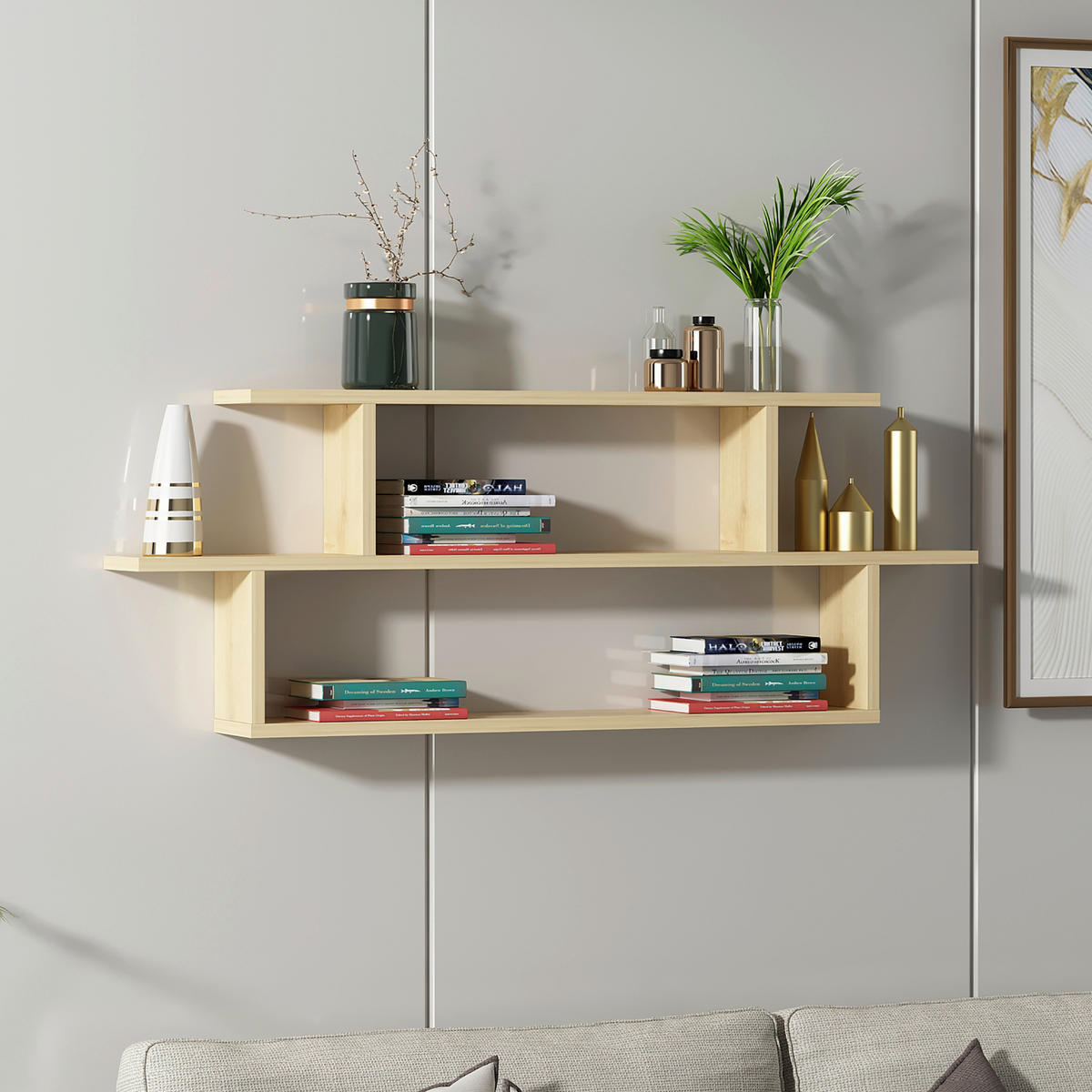 WANDREGAL 120/44,6/14,6 cm  - Eichefarben, Design, Holzwerkstoff (120/44,6/14,6cm) - MID.YOU