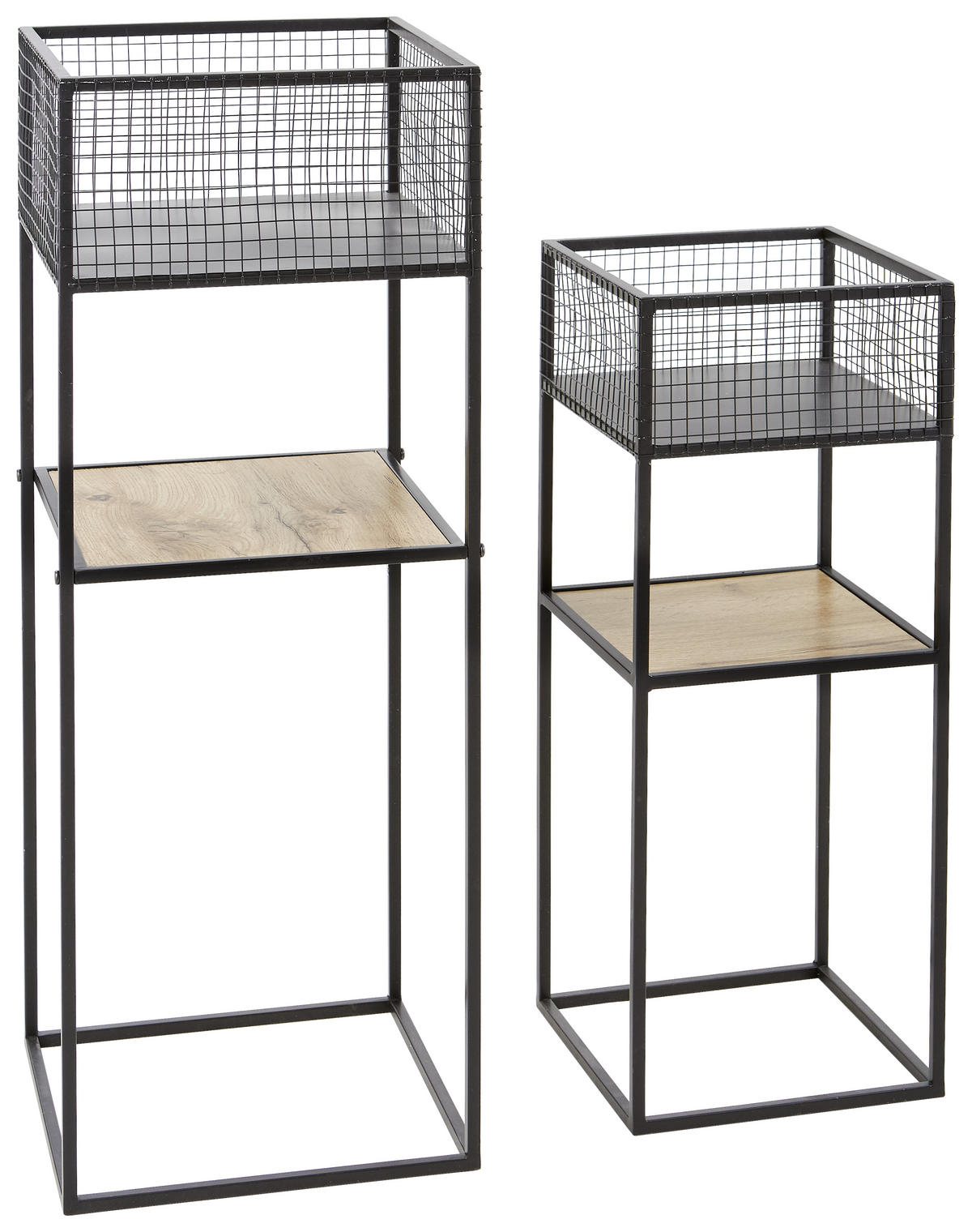 BLUMENSTÄNDER Metall, Holzwerkstoff  - Eichefarben/Schwarz, Trend, Holzwerkstoff/Metall (30,5/25/30/25/80/63cm) - Xora