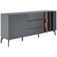 SIDEBOARD in 166/76,3/41,5 cm - Schwarz/Grau, Design, Glas/Holzwerkstoff (166/76,3/41,5cm) - Novel