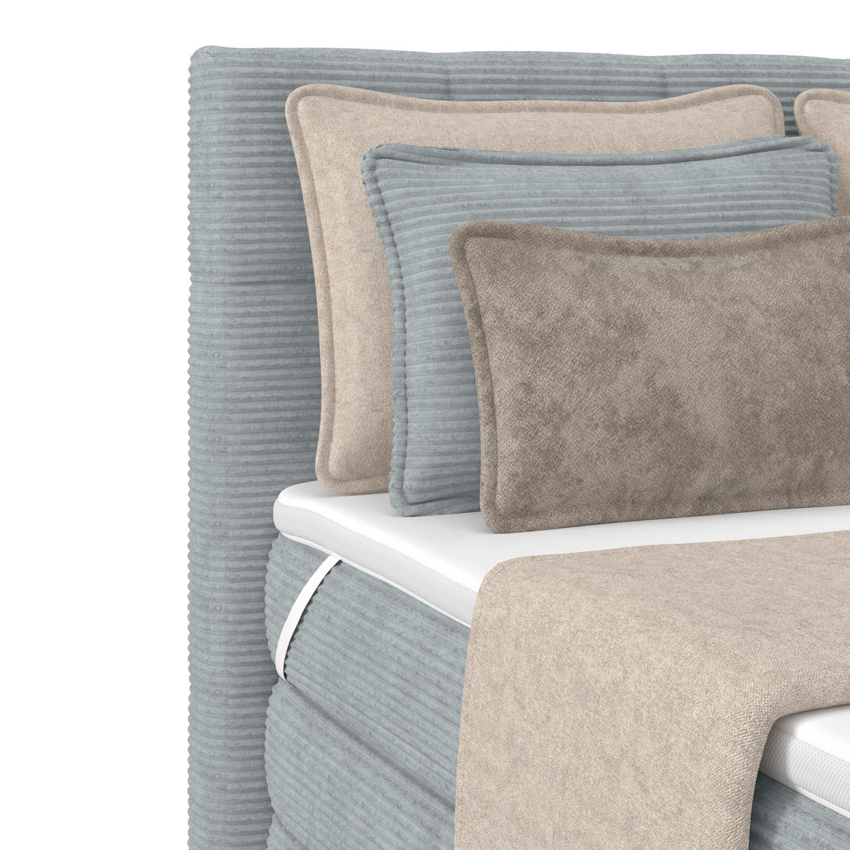 BOXSPRINGBETT 140/200 cm,  in Silberfarben, gepolstertes Kopfteil, Bettkasten, Topper, Matratzen, H4 + H4 = sehr fest  - Silberfarben, KONVENTIONELL, Holz/Holzwerkstoff (140/200cm)