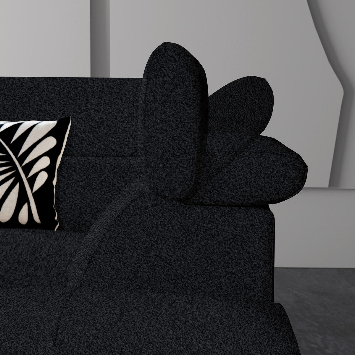 ECKSOFA Echtleder Schwarz  - Schwarz, Design, Leder/Metall (225/281cm) - Celina Home