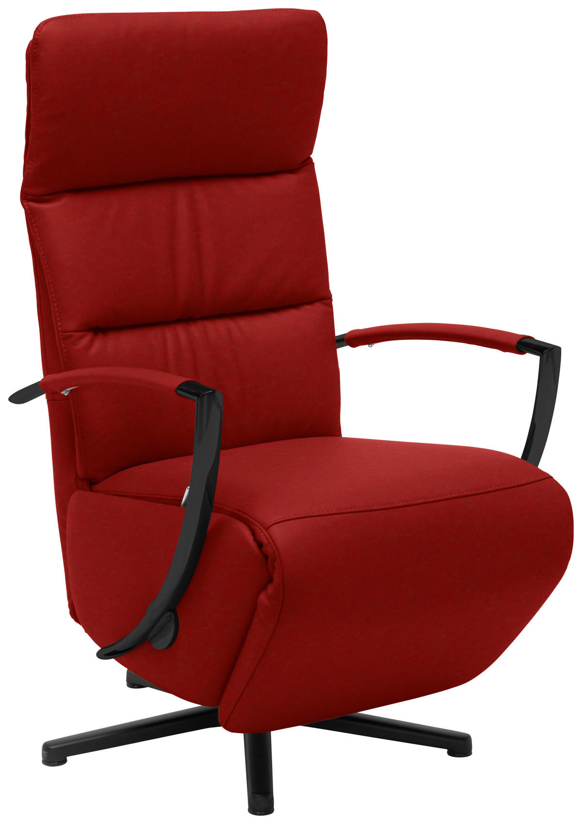 RELAXSESSEL in Leder Rot  - Rot/Schwarz, Design, Leder/Metall (64/112/80cm) - Cantus