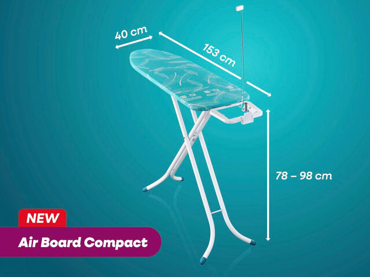 BÜGELBRETT  AIR BOARD M COMPACT  - Türkis, Basics, Textil (141/40/158cm) - Leifheit